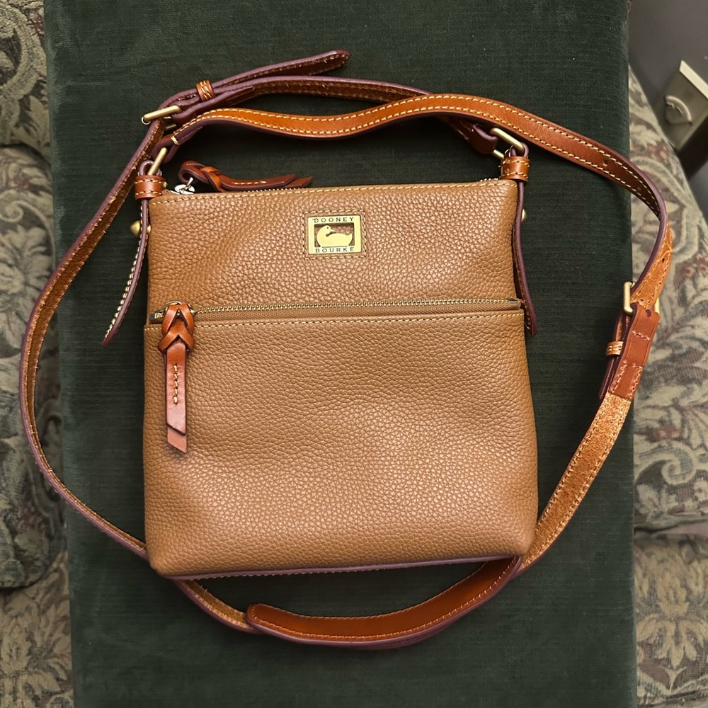 Dooney & Bourke Letter Carrier Tan Leather Crossbody Bag